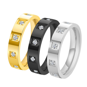 Nuevo Anillo de Alta Gama para Mujer, Estrecho, de Oro de 18K, Grabado a Cuadros con Diamantes, Estilo Perfume Pequeño - Product Image 1