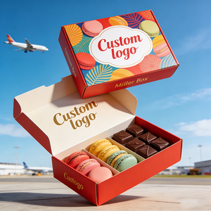 Boîte cadeau de luxe en carton ondulé gaufré personnalisé pour desserts, brownies, biscuits, macarons - Product Image 2