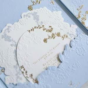 Suite d'invitations de mariage de luxe personnalisées avec impression typographique sur papier kraft, sceau de cire, ensemble complet, vente en gros B2B - Product Image 2