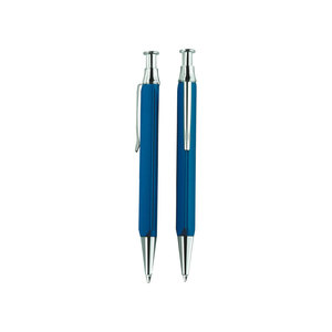 Penna a Sfera Triangolare Arancione e Blu, Penna Promozionale in Plastica e Metallo con Design Originale per Aziende - Product Image 1