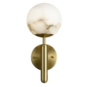 Modern Light Luxury Simple Natural Alabaster Ball Wall Lamp Hotel Villa Indoor Bedside Decoration All Copper Alabaster Wall Lamp