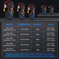 RDJ baterai Lipo kustom 3S 6S 60C 100C 6000mAh 8000mAh 10000mAh 11.1V 22.2V baterai Drone untuk Drone FPV UAV