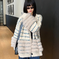 Personnalisé printemps et automne femmes nouvelle mode vraie fourrure de renard décoration tissé à la main corde tricoté pull Cardigan
