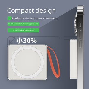 พาวเวอร์แบงค์ไร้สายขนาดเล็ก 5000mAh สาย Type-C ในตัว รองรับ USB-C PD 20W ชาร์จเร็ว สำหรับโทรศัพท์และนาฬิกา - Product Image 4