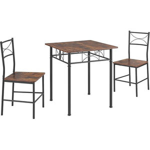 Simple retro <b>brown</b> back dining chair set, small apartment dining <b>table</b> and chair set, home dining room furniture combination - Product Image 5