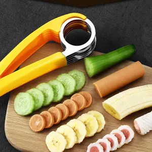 Alat pengiris pisang dapat dimakan dapur, alat pemotong pisau sayuran Stainless steel wortel ham, pengiris buah