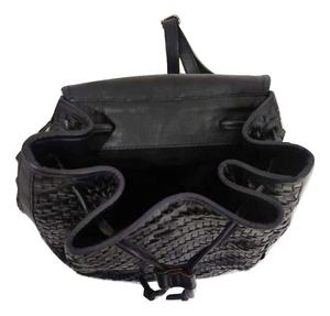 Mochila personalizable dos en uno con cordón, cuero tejido genuino, forro de algodón Vintage, cierre de botón, bordado, remache, abalorios - Product Image 4