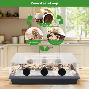 Kit de culture de champignons d'intérieur en plastique empilable et peu encombrant, rectangulaire, avec 8 trous de ventilation, pour une croissance plus rapide des huîtres - Product Image 4
