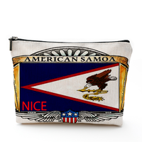 Trousse de maquillage de voyage Samoa américaine, pochette cosmétique avec motif drapeau et carte, pochette portable à fermeture éclair pour cosmétiques, pinceaux et essentiels