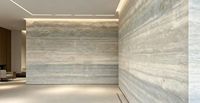 Dalle de travertin bleu océan, surface polie, travertin gris argenté naturel pour revêtement mural et de sol