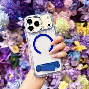 Coque de téléphone transparente à paillettes et diamants pour iPhone 17 Pro Max 16 Pro Max, magnétique, antichoc, avec béquille <span class=keywords><strong>invisible</strong></span> pliable - Product Image 3