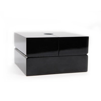 Boîte à montre en bois noir piano brillant, couvercle rabattable double face, étui pour une seule montre, recyclable, boîte cadeau avec logo personnalisé
