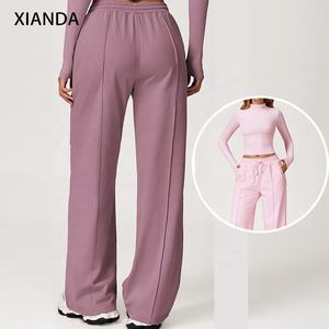 XIANDA Setelan Olahraga Wanita Kasual Atletik Yoga Fitness Kompresi Lengan Panjang Crop Celana Panjang Longgar Gym Sport 2 Potong Pakaian Olahraga - Product Image 3