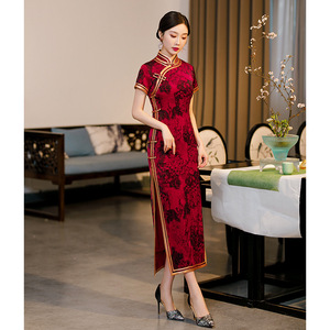 Modelo 318, Vestido Cheongsam Tradicional Chino Antiguo para Mujer, Ropa Larga para Primavera y Verano, Banquete, Uso Diario, Vestido Qipao para Madre - Product Image 3