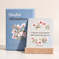 Cartes d'affirmation positives écologiques personnalisées 350 g/m² OEM avec motif floral aquarelle et boîte personnalisée pour usage familial
