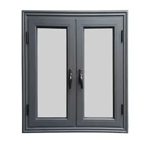 Aluminum french casement window for home Courtyard glass window aluminum windows