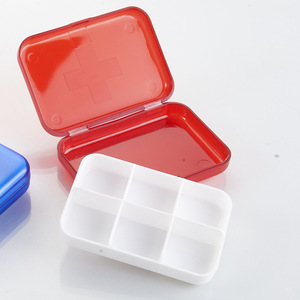 Mini Pill Box 6 Grids Airtight Medicine Container Portable Weekly Refillable Storage Case Blue Red Color Solid Pattern - Product Image 5