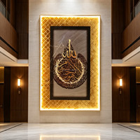 Décoration Murale Islamique en Porcelaine avec LED, Motif Diamant et Cristal, Thème Religieux Ethnique, Mosquée de Médine