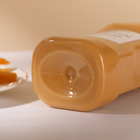 Bouteille de sauce en plastique PET plate de qualité alimentaire de 500 ml (16 oz) facile à presser avec bouchon à clapet pour miel et sauce tomate
