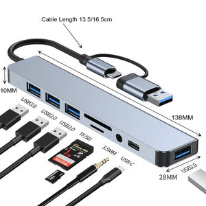 Hub <span class=keywords><strong>USB</strong></span> Type <span class=keywords><strong>C</strong></span> 8 en <span class=keywords><strong>2</strong></span>, station d'accueil prenant en charge la lecture TF/PD, audio <span class=keywords><strong>USB</strong></span> 3,5 mm, extension multi-ports <span class=keywords><strong>USB</strong></span> <span class=keywords><strong>C</strong></span> pour Macbook Pro Air - Product Image 4