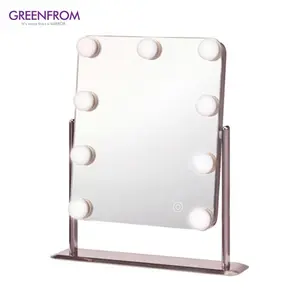 2024 New Luxury Magnifying Dimmable Desk Makeup Vanity Mirror With Light Cosmetic Mirror Hollywood Mirror