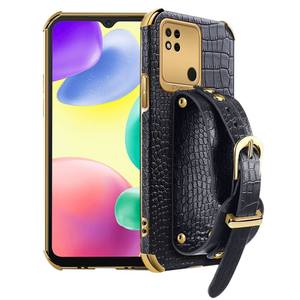 Custodia posteriore per cellulare elettrolitica con struttura in coccodrillo con cinturino per <span class=keywords><strong>Xiaomi</strong></span> <span class=keywords><strong>Redmi</strong></span> 10A 10C K50 <span class=keywords><strong>Note</strong></span> 10 <span class=keywords><strong>11E</strong></span> K50 Pro K40 - Product Image 3