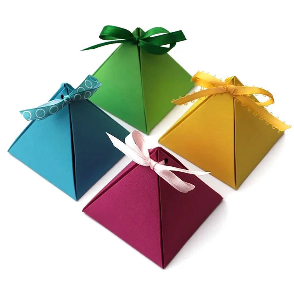 Cartulina de papel impresión colorida sorpresa Premium forma de pirámide caja de regalo de Chocolate