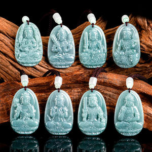 Pendentif en jadéite naturelle, signes du zodiaque, dieu gardien, accessoires de mode pour hommes et femmes, vente en gros de jade SX20 - Product Image 1
