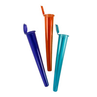 Étiquette personnalisée et logo Étiquettes thermorétractables Impression numérique Pop-up Top PP Tube en plastique Conteneur de stockage conique avec couvercle à charnière