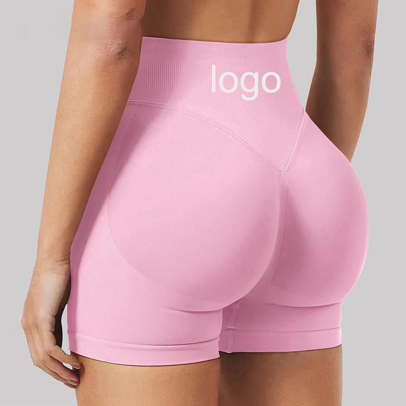 Custom Women Short Seamless High Waist Scrunch Hip Lift Slim Active Wear Gym Clothes Fitness Yoga Sports Apparel Clothing Set