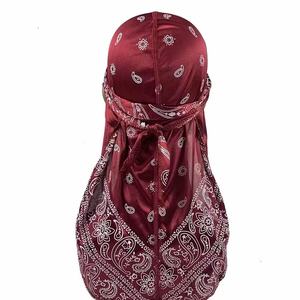 Durag en soie Paisley assorti pour hommes et femmes, avec longue queue et larges sangles pour des ondulations 360° - Product Image 5