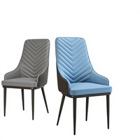 Chaise de salle à manger moderne de luxe léger avec cadre métallique et revêtement en cuir, avec dossier et accoudoirs, pour hôtel, maison ou salle de jeux