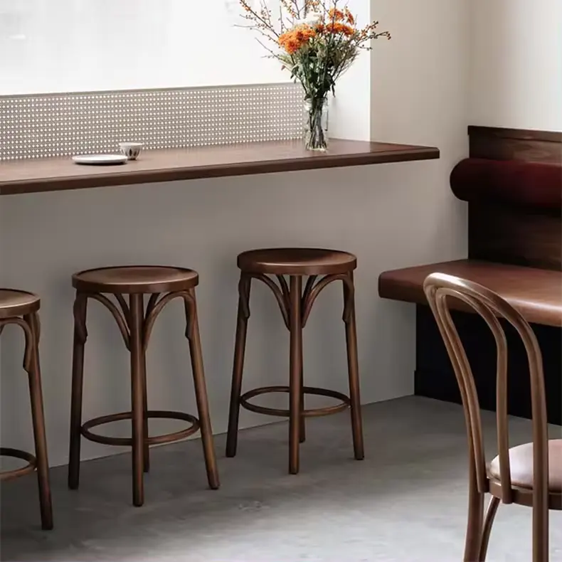 Hot-sale CreativeOutdoor Furniture Wooden Rattan Wicker Back with Soft Cushion Wood Kitchen Dining Restaurant Chair