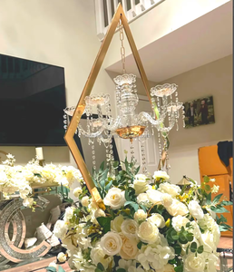 Grande Candelabro in Ferro Dorato con Cristalli Acrilici, <span class=keywords><strong>Portacandele</strong></span> per Matrimoni, Decorazione Floreale per Casa, Supporto Centrotavola - Product Image 4