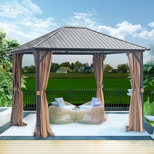 Gazebo en métal à toit rigide 10x12, pergola robuste avec moustiquaires et acier galvanisé, auvent extérieur pour jardin, patio, cour - Product Image 3