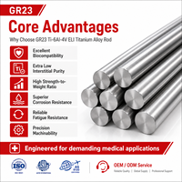 Barre en alliage de titane de qualité médicale GR23 Ti-6Al-4V ELI, conforme à la norme ASTM F136, biocompatible, pour la fabrication d'implants chirurgicaux