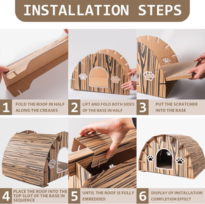 Casa ecológica de cartón corrugado para gatos, casa pequeña de alta calidad para mascotas con rascadores - Product Image 2