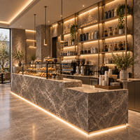 Comptoir de bar personnalisé en pierre avec écran LED pour la décoration intérieure de restaurant et de café