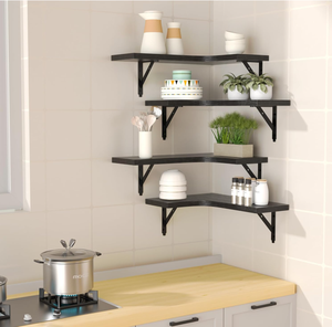 Ensemble de 4 étagères murales <span class=keywords><strong>d</strong></span>'<span class=keywords><strong>angle</strong></span> flottantes, meubles de chambre <span class=keywords><strong>en</strong></span> <span class=keywords><strong>bois</strong></span> rustique, rangement et présentoir pour la <span class=keywords><strong>d</strong></span>écoration intérieure multi-espaces - Product Image 2