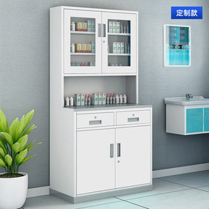 Armoire de pharmacie en acier Xinlongfei de 1,2 m de large avec portes vitrées et serrures pour le stockage médical - Product Image 4
