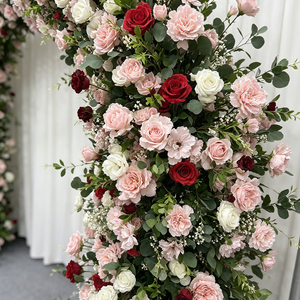 Arco Floral de Seda Color Vino Tinto con Eucalipto para Decoración de Fondo de Boda en Jardín al Aire Libre - Product Image 3