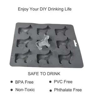 Moules à glaçons en silicone en forme de chien mignon à 9 cavités personnalisés pour la fabrication de mini plateaux à glaçons pour bonbons au chocolat Cookie BullDog - Product Image 3