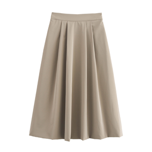 Gonna Casual Plissettata Personalizzata 100% Poliestere Stile Retrò a Vita Alta, <span class=keywords><strong>Vestito</strong></span> da Donna Taglie Forti - Product Image 1