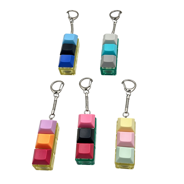 Custom 3 Key LED Mechanical Keyboard Fidget Switch Keychain Clicker Fidget Toy LED Switch Keychain for Promotion Gifts