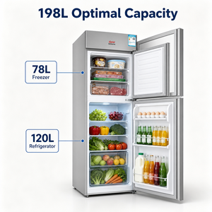 Frigorifero Mini <span class=keywords><strong>Gome</strong></span> OME 198L in Acciaio Inox, No Frost, Congelatore Indipendente, a Risparmio Energetico, Design Compatto per Dormitorio - Product Image 5