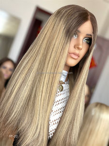 Peluca de Cabello Humano Virgen Remy Liso y Largo en Nuevo Color para Mujeres, Cabello Brasileño Natural con Pequeños Nudos Decolorados y Raíz Oscura - Product Image 3