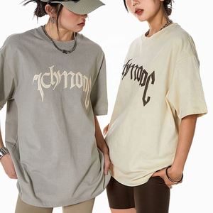 Camiseta de algodón orgánico de diseñador de gran tamaño personalizada para mujer, ropa de verano Premium holgada con estampado de hojaldre - Product Image 2