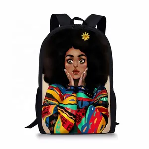 2023 새로운 디자인 사용자 정의 블랙 아트 아프리카 인쇄 어린이 학생 대학 학교 책 가방 여자를위한 배낭