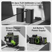 Niveau laser croisé Huepar 4D 16 lignes Z04CG avec écran LCD, Bluetooth et télécommande, faisceau vert Osram avec 2 batteries Li-ion