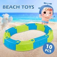 10PCS Beach Sand Toys Set avec Château Moules Pelle Seau pour Enfants En Plein Air Sandbox Play Builds Forme Ronde et Ovale